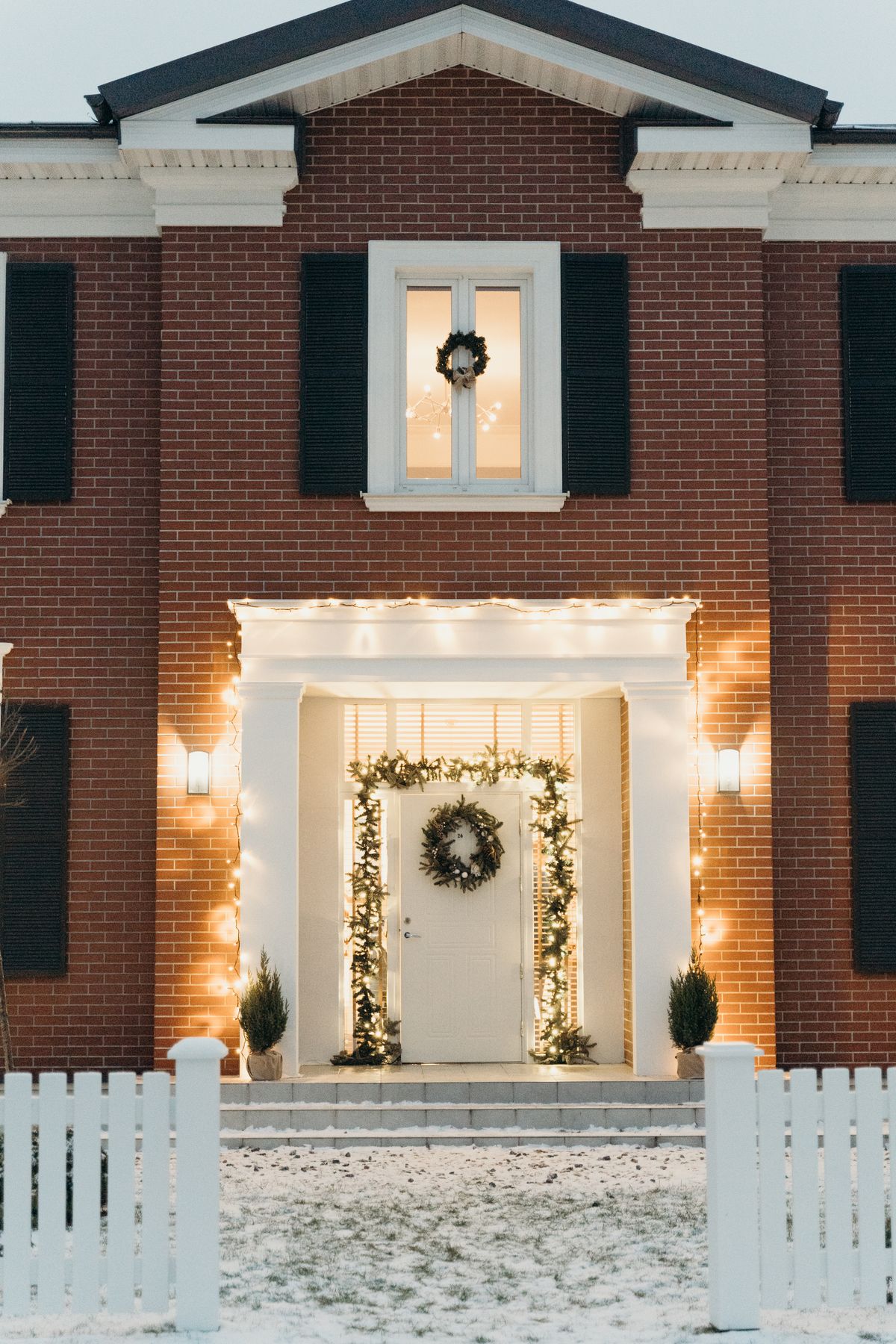 Professionally installed Christmas lights — Entry garland, warm white — <b>Pickens</b>